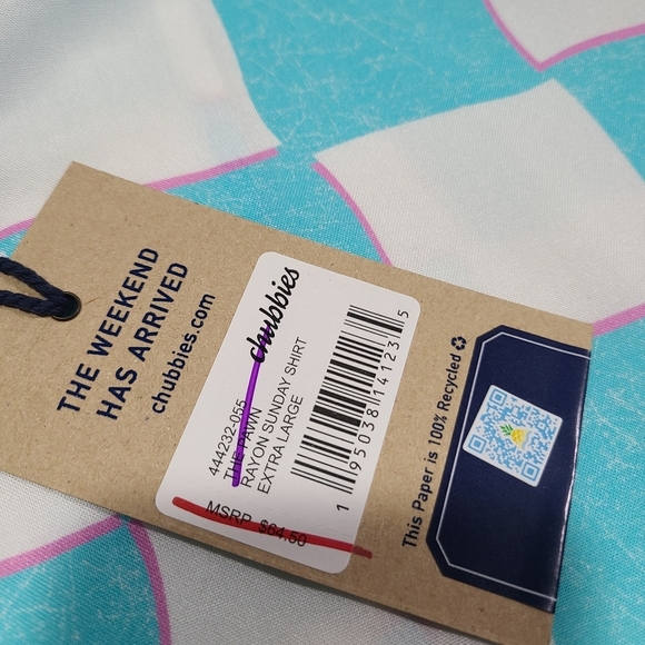 *SOLD* NEW Chubbies Mens Sunday Camp Shirt Blue Checker XL Retro 90s - Picture 8 of 11